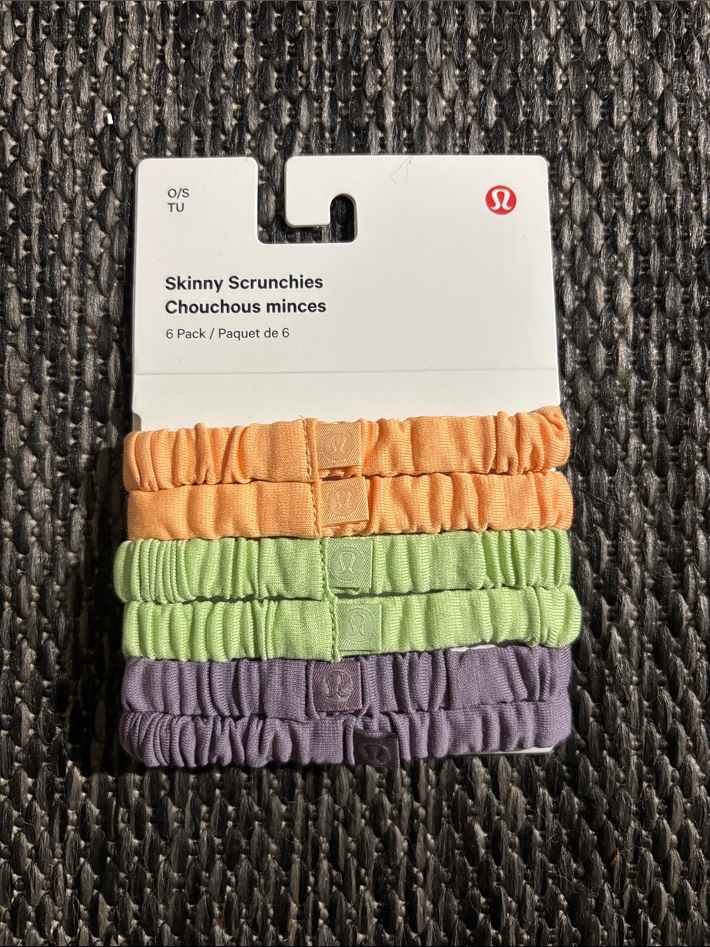 Lululemon Skinny Scrunchies *6 Pack NEW Rock Melon Lemongrass Purple Ash